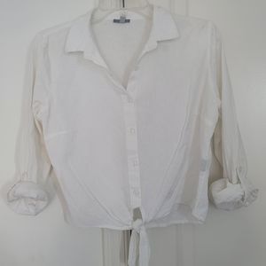 New Charlotte Russe Crop Knot Tie Button Up Shirt